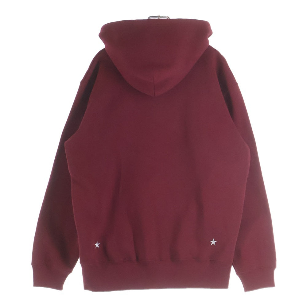m&m(エムアンドエム) LOGO HOODIE ロゴプリント プルオーバーパーカー フーディー バーガンディ