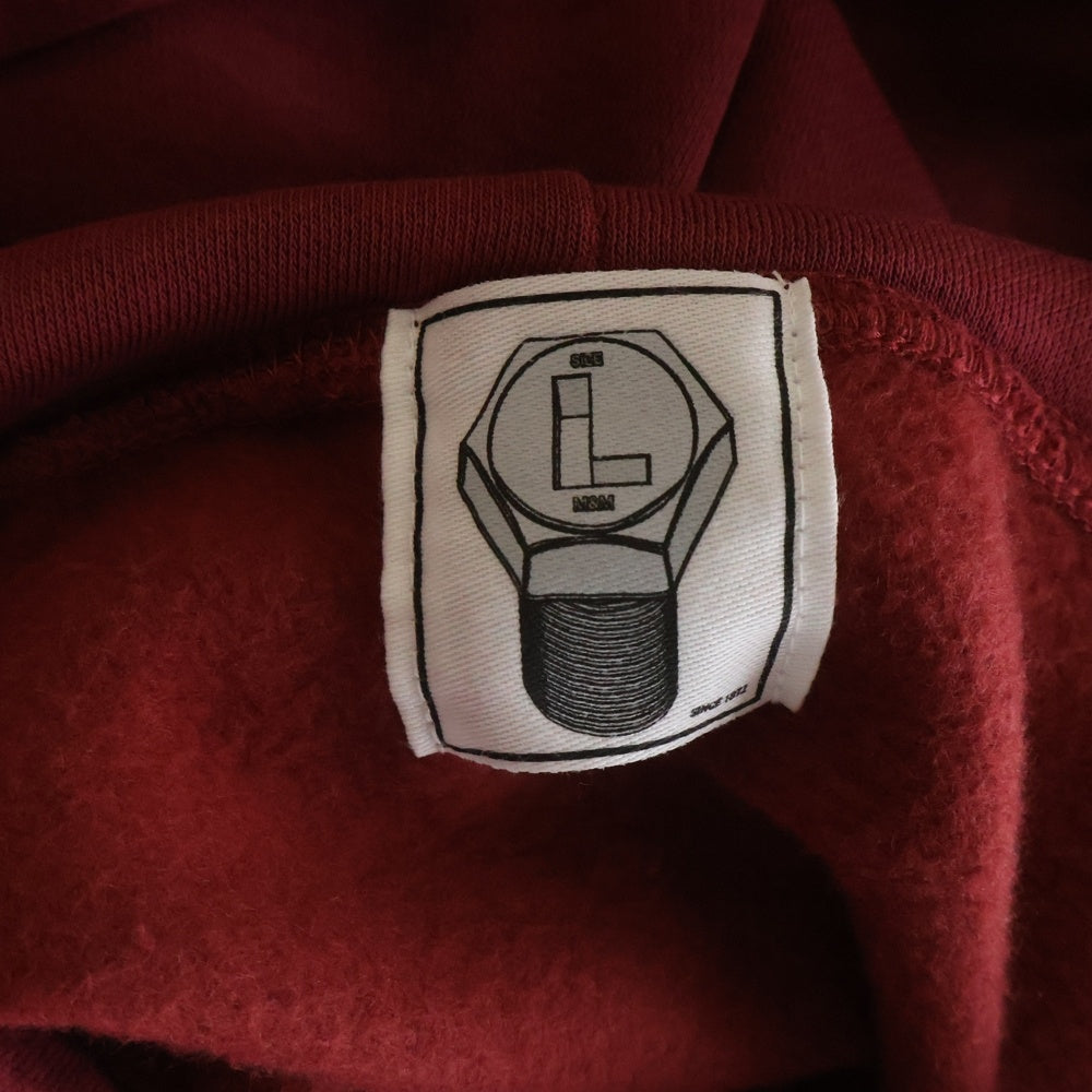 m&m(エムアンドエム) LOGO HOODIE ロゴプリント プルオーバーパーカー フーディー バーガンディ