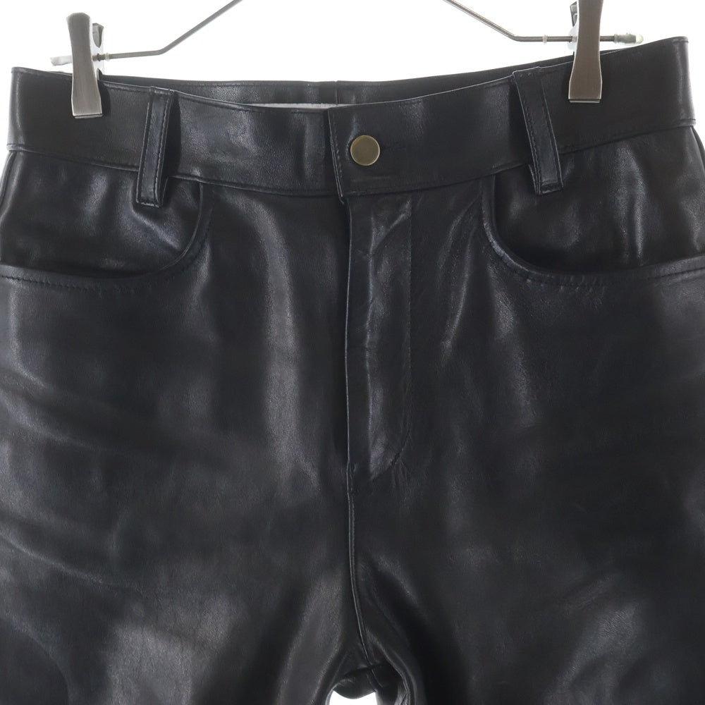 MASSES(マシス) HORSE LEATHER PANTS. VINTAGE W 馬 レザー ヴィンテージ加工ストレート パンツ ブラック