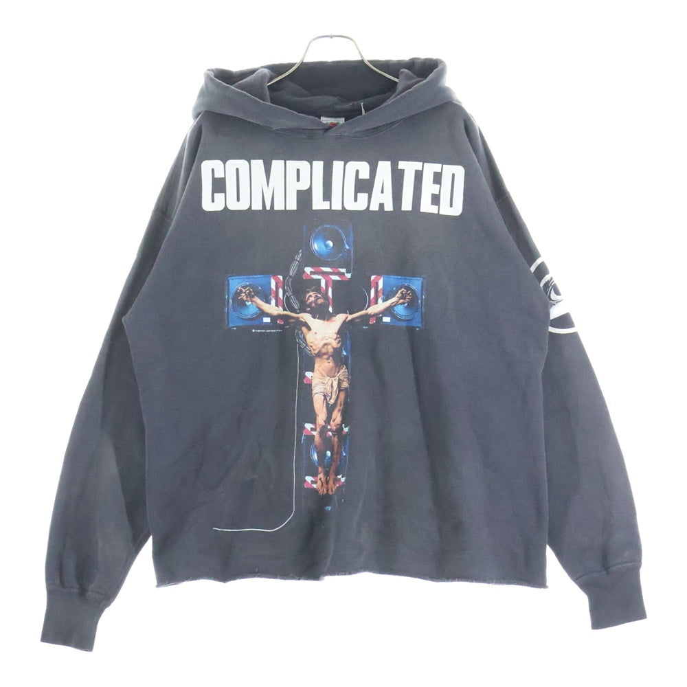 SAINT MICHAEL(セントマイケル) 23AW COMPLICATED KK_HOODIE ヴィンテージ加工プルオーバーパーカー SM-A23-0000-C20 グレー