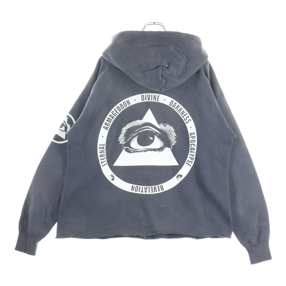 SAINT MICHAEL(セントマイケル) 23AW COMPLICATED KK_HOODIE ヴィンテージ加工プルオーバーパーカー SM-A23-0000-C20 グレー