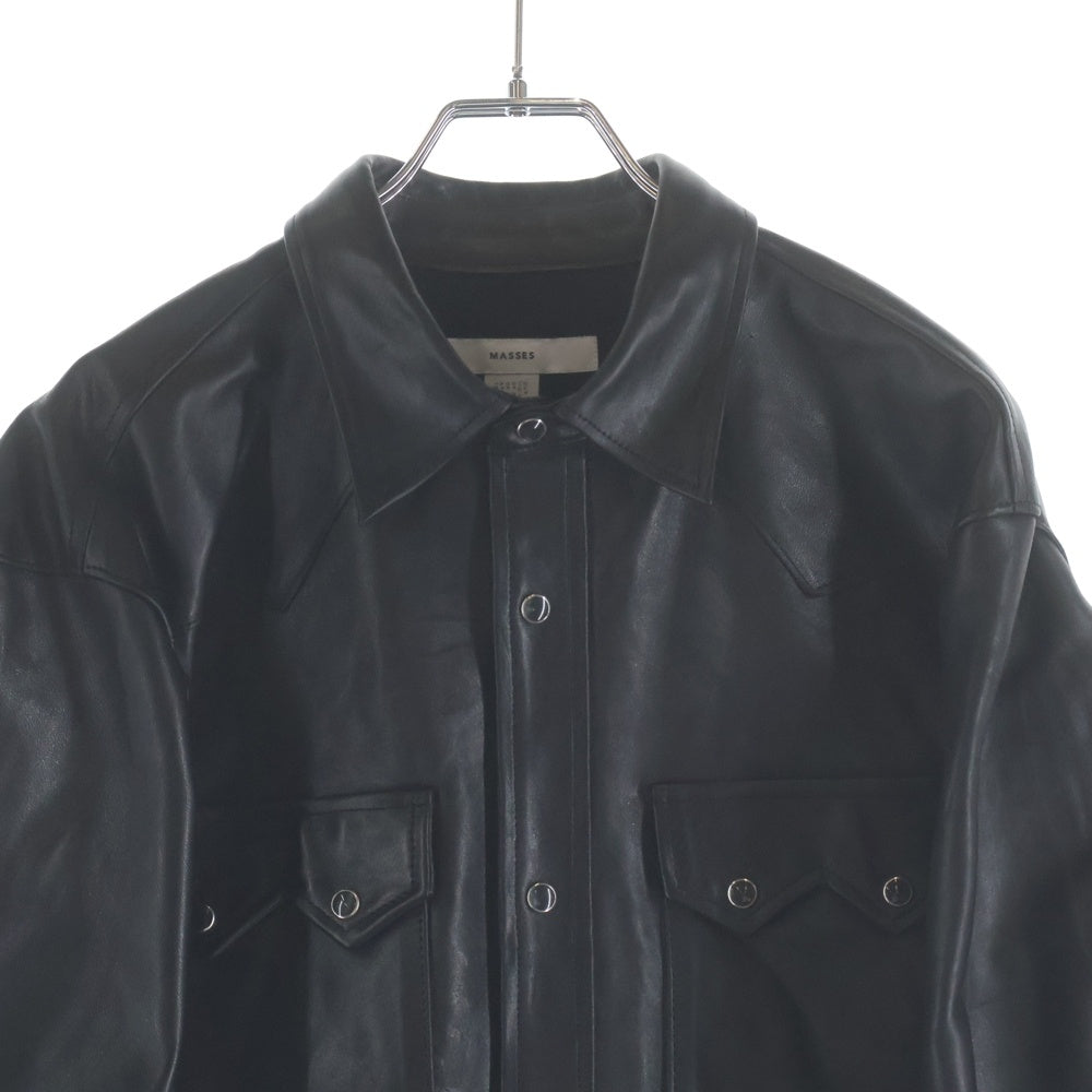 MASSES(マシス) HORSE LEATHER SHIRT VINTAGE W 馬 レザー ショート ヴィンテージ加工 ジャケット ブラック