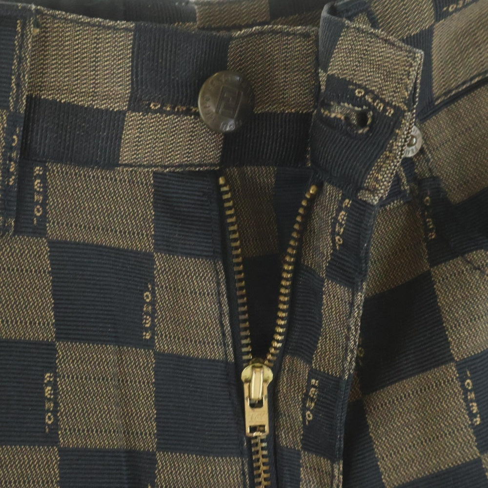 FENDI(フェンディ) 90-00s FENDI JEANS 総柄 ロングパンツ イタリア製 イエロー×ブラック 01.550130 レディース