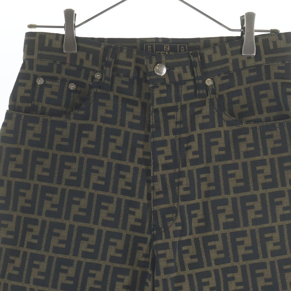 FENDI(フェンディ) 90-00s FENDI JEANS 総柄 ロングパンツ イタリア製 ズッカ柄 ブラウン×ブラック 01.540140