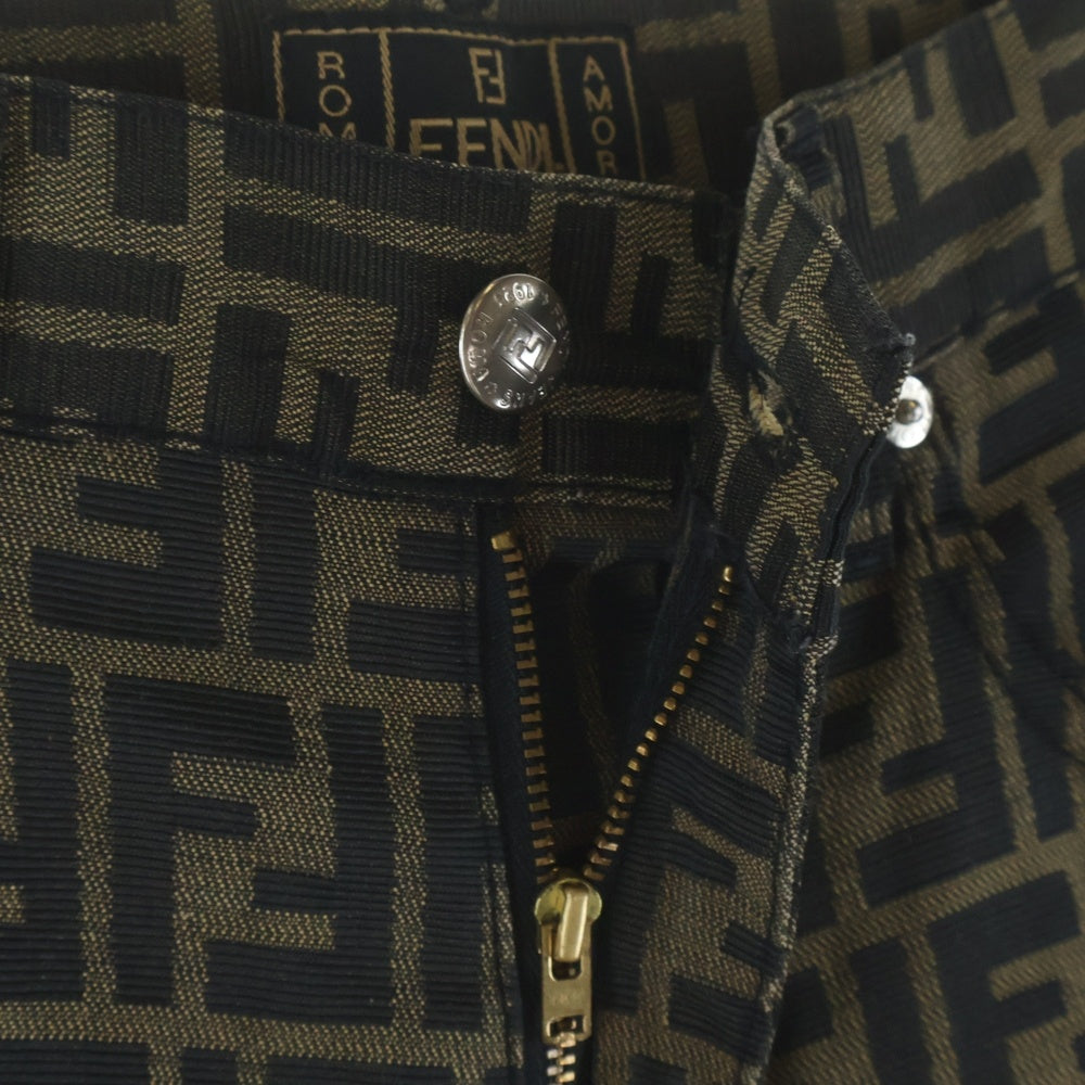 FENDI(フェンディ) 90-00s FENDI JEANS 総柄 ロングパンツ イタリア製 ズッカ柄 ブラウン×ブラック 01.540140