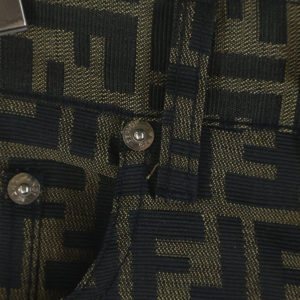 FENDI(フェンディ) 90-00s FENDI JEANS 総柄 ロングパンツ イタリア製 ズッカ柄 ブラウン×ブラック 01.540140