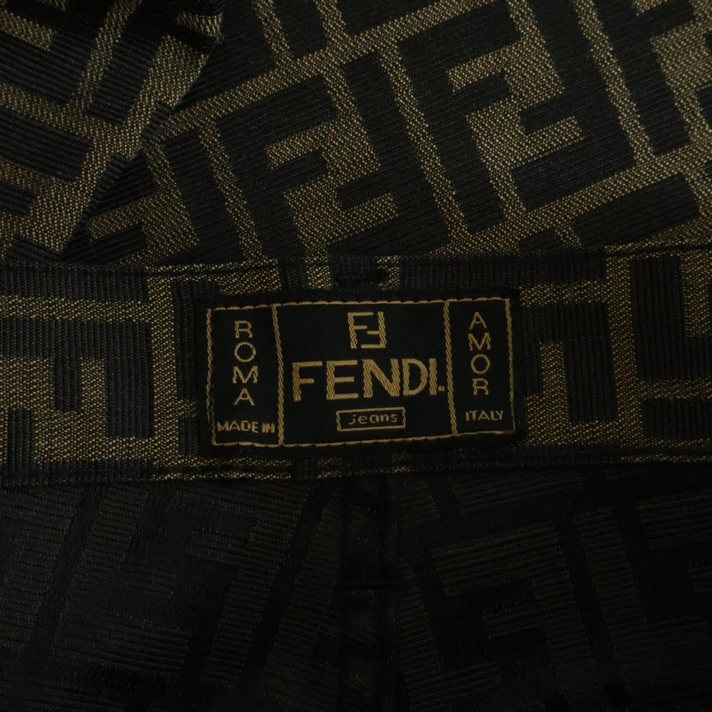 FENDI(フェンディ) 90-00s FENDI JEANS 総柄 ロングパンツ イタリア製 ズッカ柄 ブラウン×ブラック 01.540140