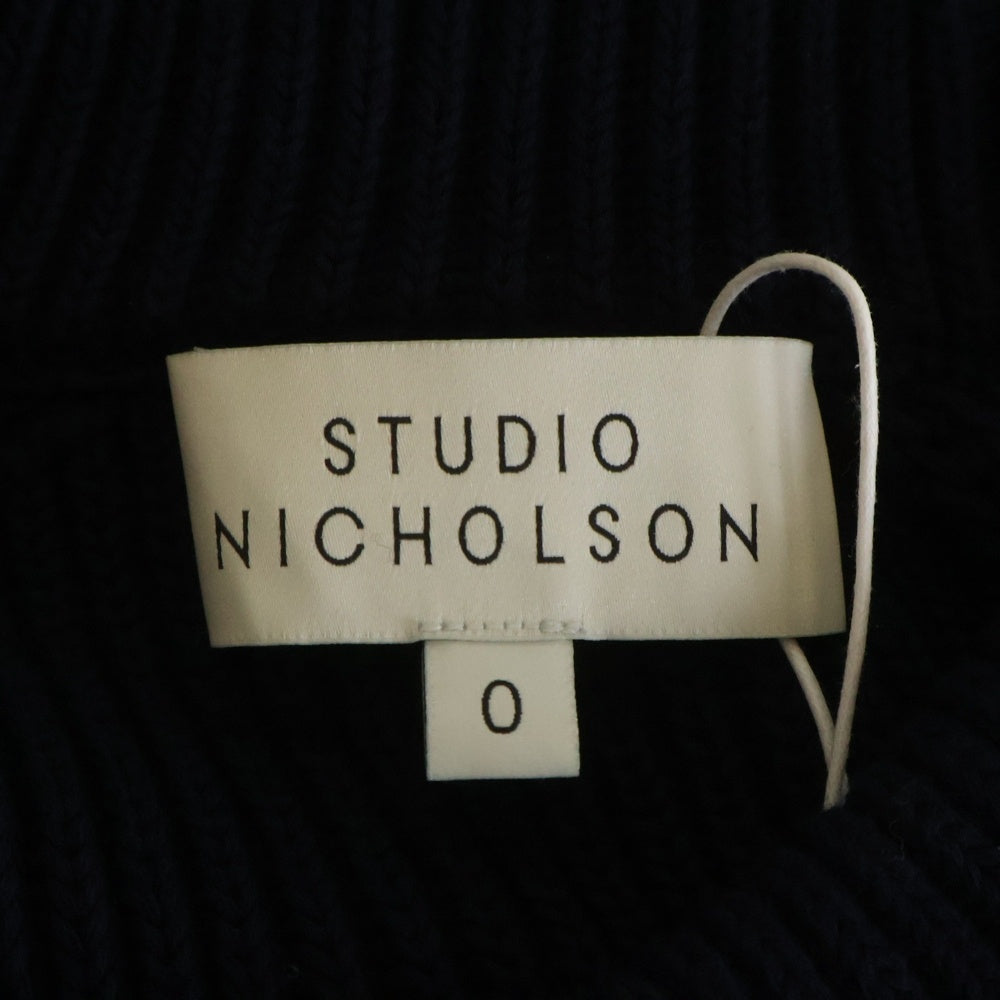STUDIO NICHOLSON(スタジオニコルソン) RIB OVERSIZED CREW NECK オーバーサイズ リブ編み ニット ネイビー 52-10-141013