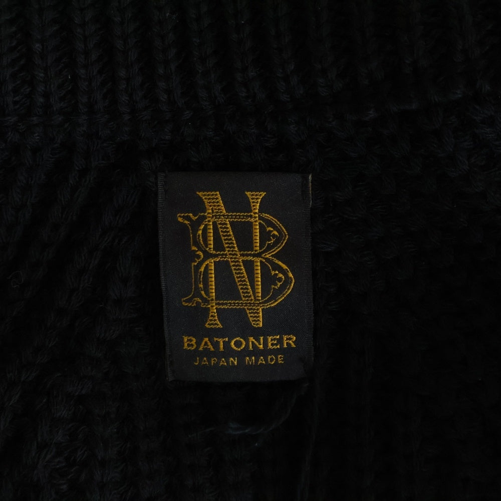 BATONER(バトナ―) 23AW SIGNATURE DRIVERS KNIT シグネチャードライバーズニット ウール ジップアップ ブラック BN-23FM-033
