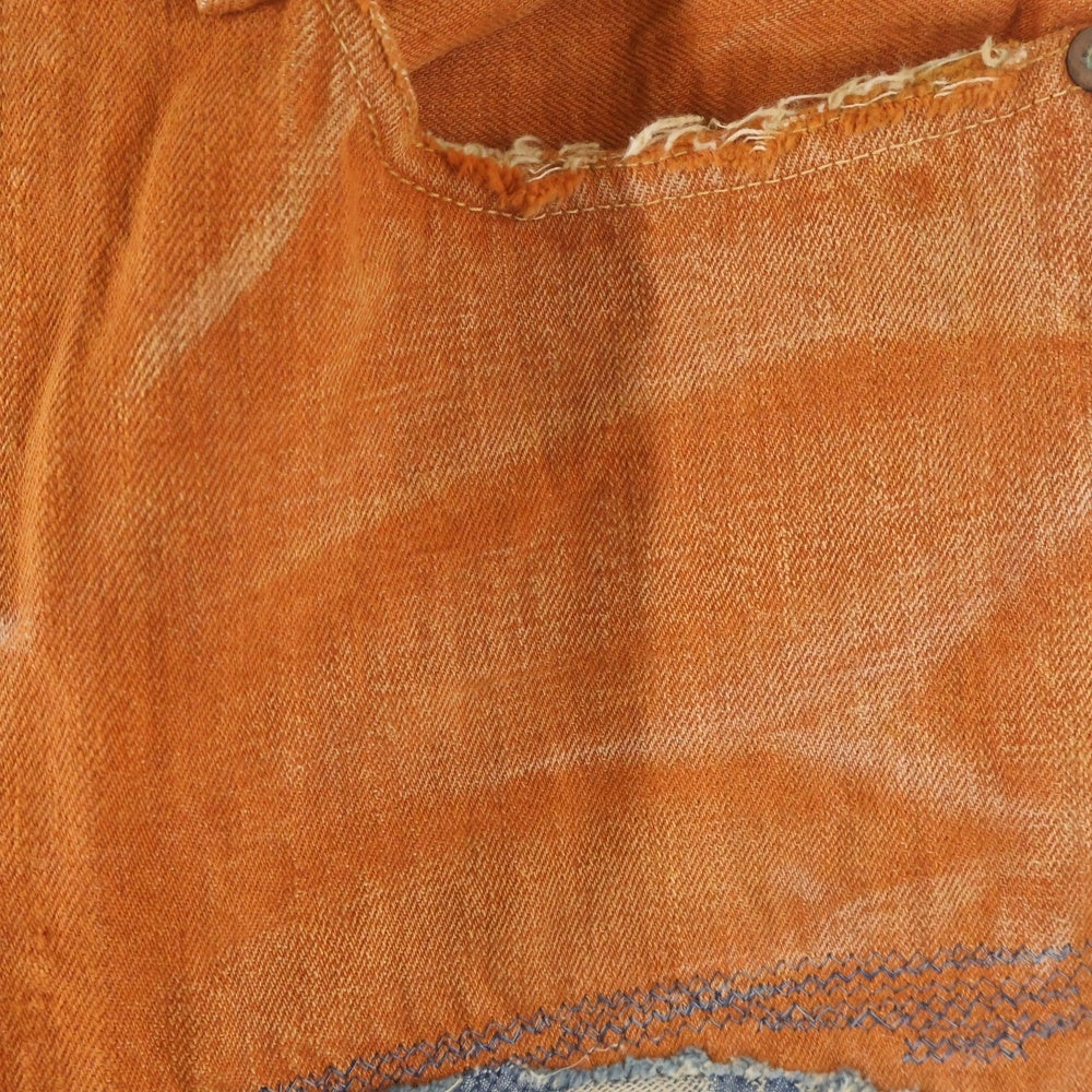 KAPITAL(キャピタル) 90-00s VINTAGE ヴィンテージ カントリー パッチワークデザイン デニムパンツ 岡山県御津工場産 オレンジ