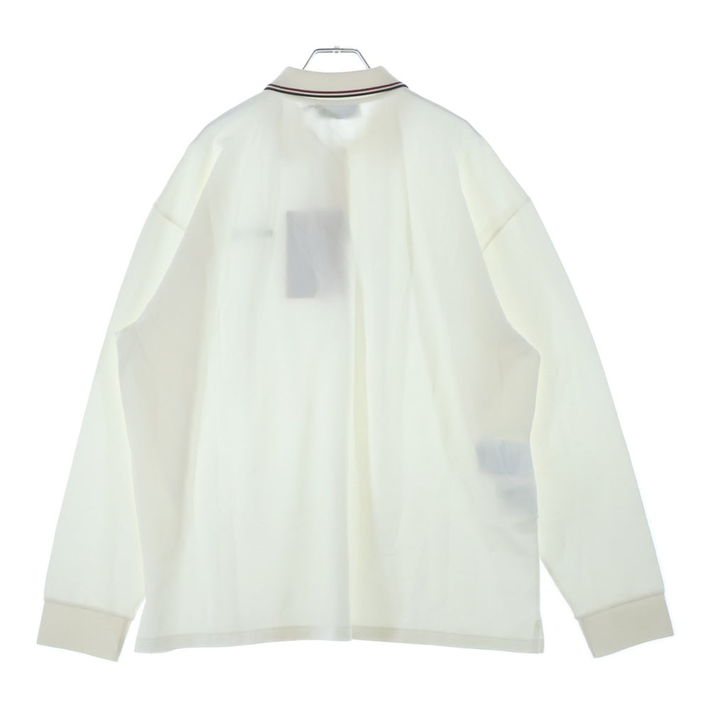 miumiu(ミュウミュウ) 24SS COTTON LOGO POLO L/S コットンピケ 長袖ポロシャツ ホワイト ロゴ刺繍 MJL019
