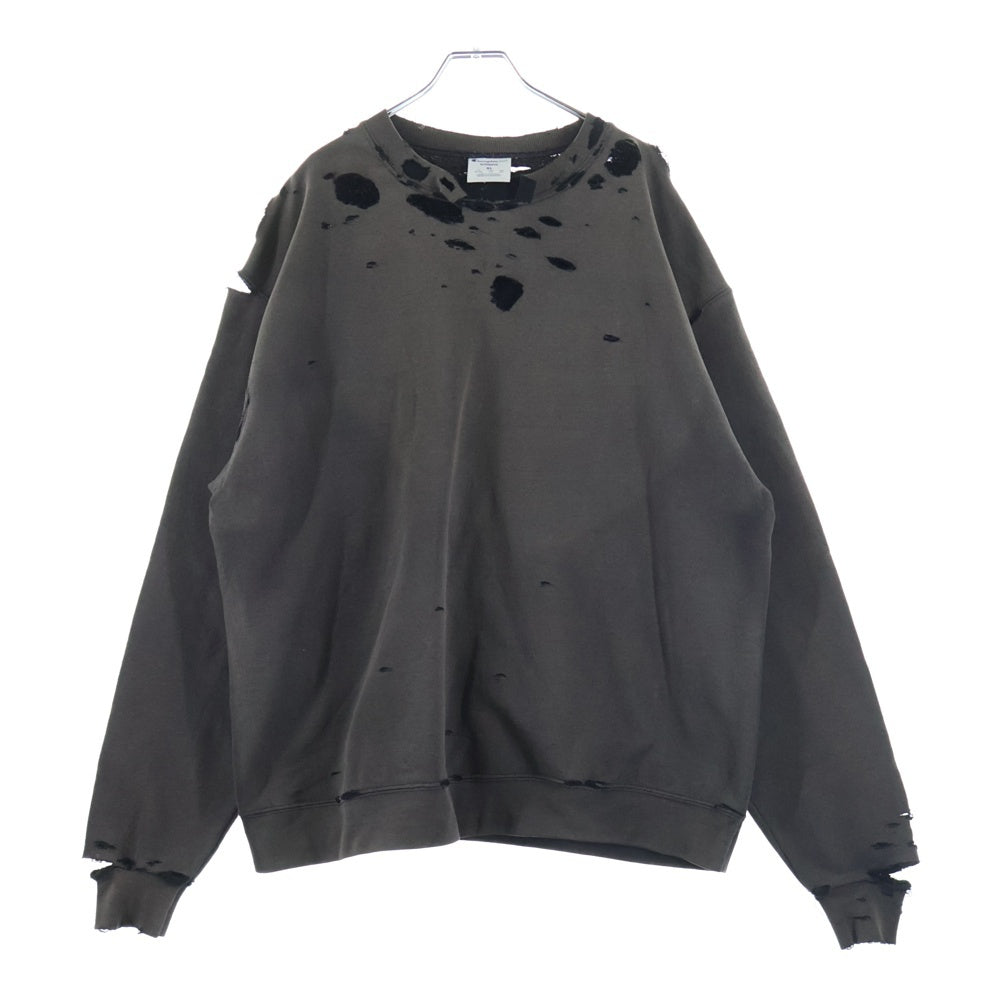 CHAMPION(チャンピオン) ダメージ加工 フェード スウェット ロングスリーブ 長袖 ブラック