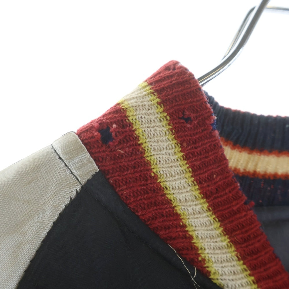 VINTAGE(ヴィンテージ) 50s Souvenir Jacket スーベニアジャケット スカジャン リバーシブル サテン TTSジップ 日本地図 ブラック×ブルー