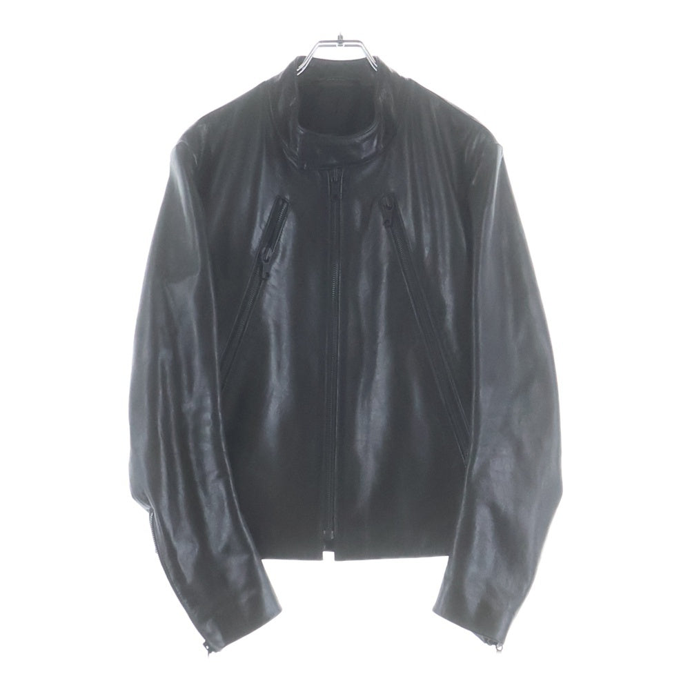 Maison Martin Margiela(メゾンマルタンマルジェラ) ここのえ期 バーニーズ別注 5 Zip Raiders Jacket 八の字 レザーライダースジャケット ブラックジップ ビニールタグ ブラック 30AM17009796