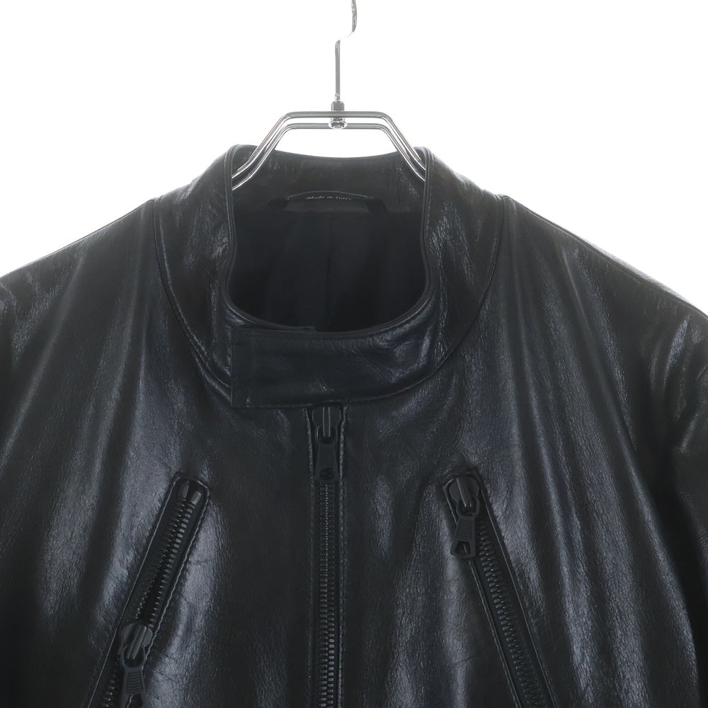 Maison Martin Margiela(メゾンマルタンマルジェラ) ここのえ期 バーニーズ別注 5 Zip Raiders Jacket 八の字 レザーライダースジャケット ブラックジップ ビニールタグ ブラック 30AM17009796