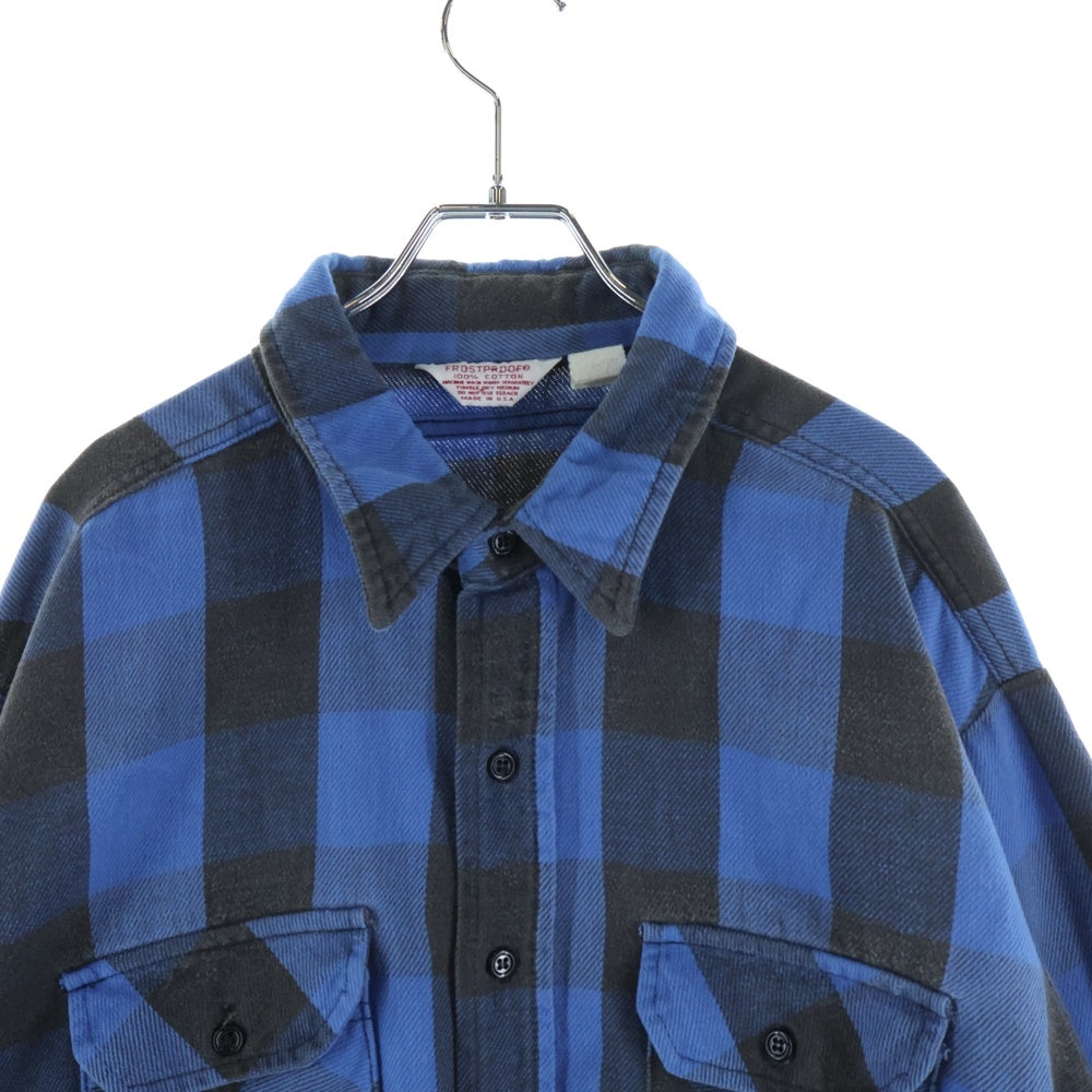 VINTAGE(ヴィンテージ) 70s FROSTPROOF MADE IN USA フロストプルーフ USA製 ヘヴィーネルシャツ ブロックチェックシャツ長袖シャツ ブラック/ブルー