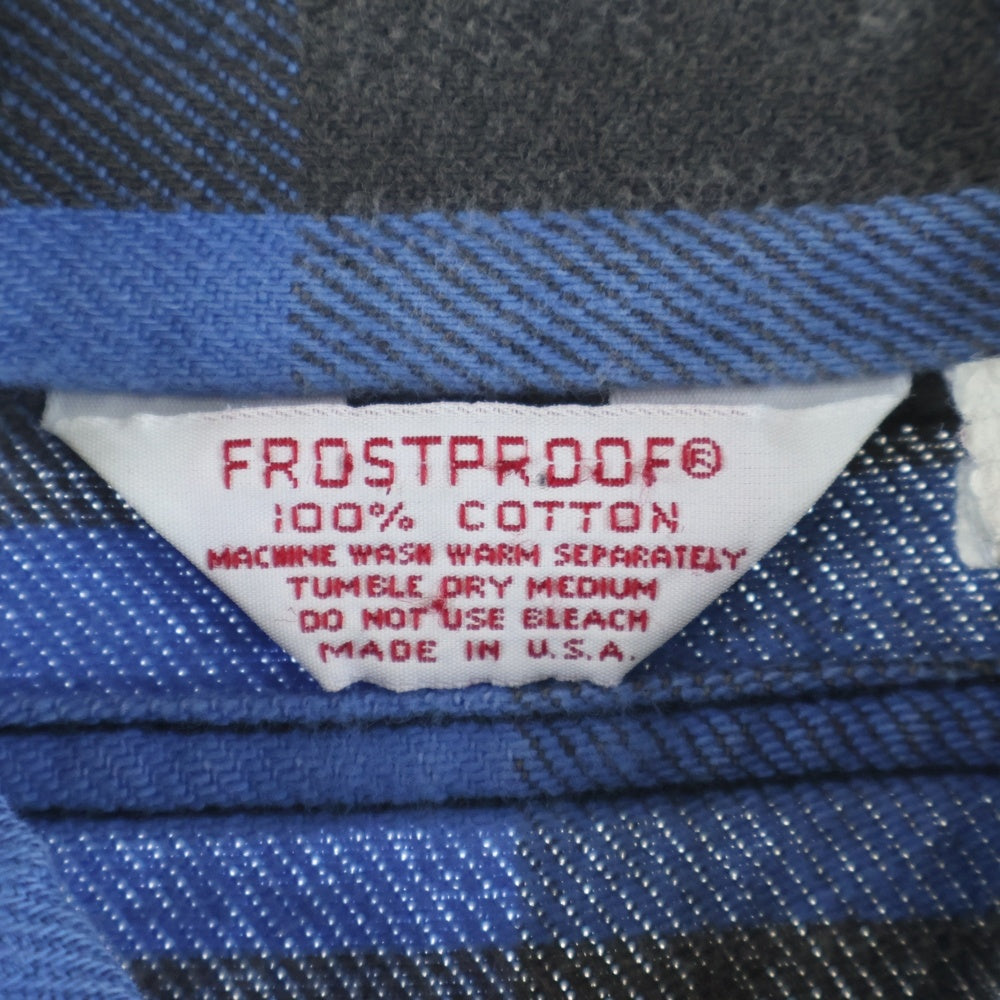 VINTAGE(ヴィンテージ) 70s FROSTPROOF MADE IN USA フロストプルーフ USA製 ヘヴィーネルシャツ ブロックチェックシャツ長袖シャツ ブラック/ブルー