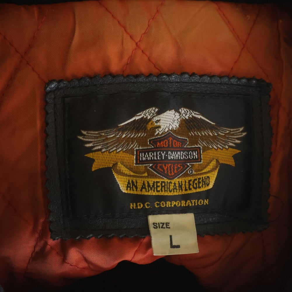HARLEY DAVIDSON(ハーレーダビッドソン) VINTAGE バック刺繍 切り替えレザーライダースジャケット シングル ブラック/レッド 40289