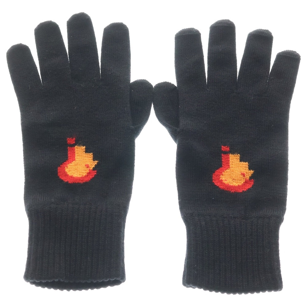 RAF SIMONS(ラフシモンズ) knitted gloves with placed jacquard ジャガードデザインニットグローブ 手袋 ブラック