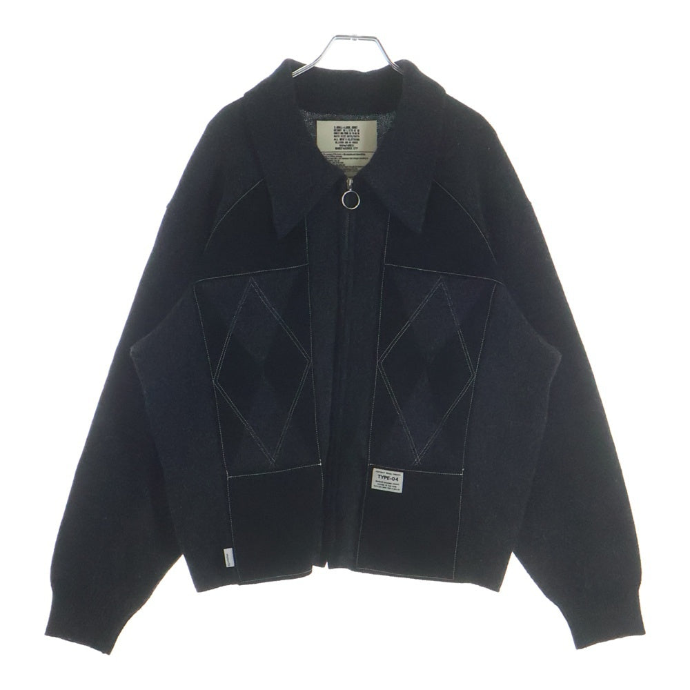 elephant TRIBAL fabrics(エレファントトライバルファブリックス) SUEDE PATCHWORK ZIP KNIT スエード パッチワーク ジップニット ジップアップ スエード切り替え E04-AJN23F