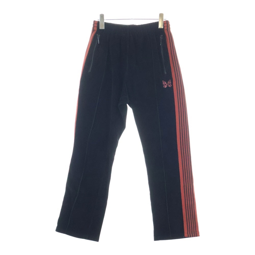Needles(ニードルス) Narrow Track Pant FK198 ベロアトラックロングパンツ サイドライン ブラック/オレンジ