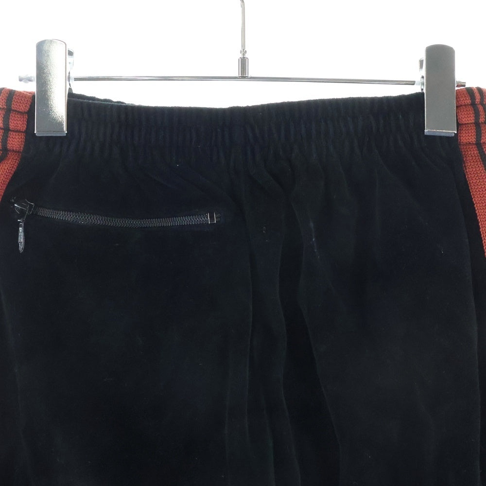 Needles(ニードルス) Narrow Track Pant FK198 ベロアトラックロングパンツ サイドライン ブラック/オレンジ