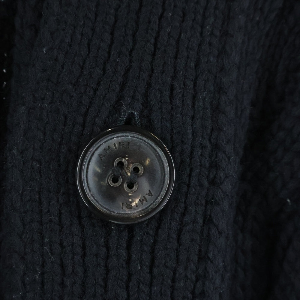 AMIRI(アミリ) Oversized Distressed Cable-Knit オーバーサイズ ダメージ加工 ケーブルカーディガン 長袖ニット ブラック