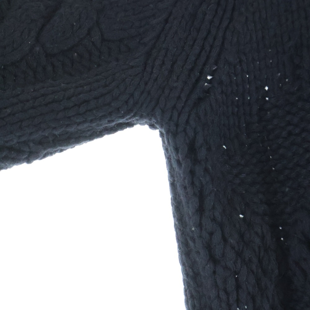 AMIRI(アミリ) Oversized Distressed Cable-Knit オーバーサイズ ダメージ加工 ケーブルカーディガン 長袖ニット ブラック