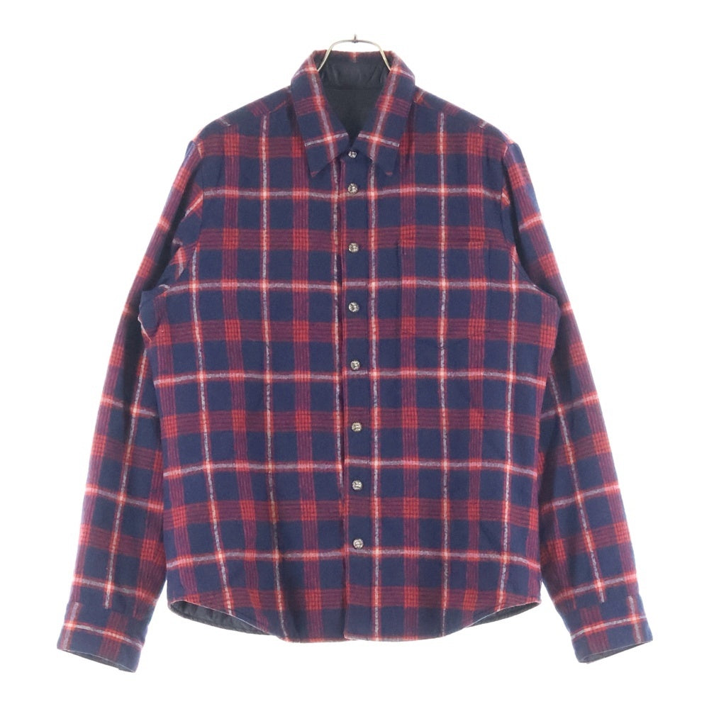 CHROME HEARTS(クロムハーツ) チェック柄 リバーシブル キルティング シャツジャケット レッド クロスボール