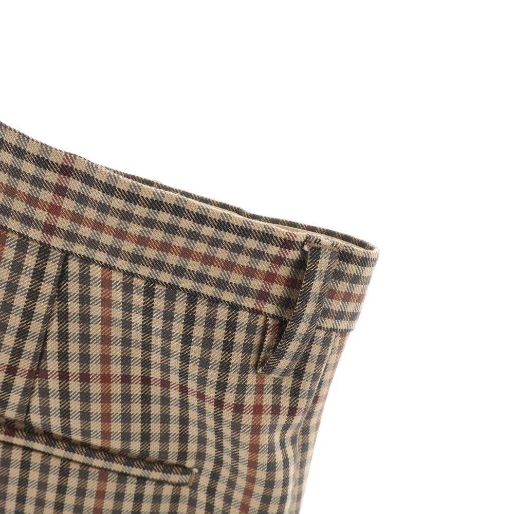 DRIES VAN NOTEN(ドリスヴァンノッテン) 24AW Wide Slacks ワイド スラックス パンツ ウール チェック ブラウン レディース