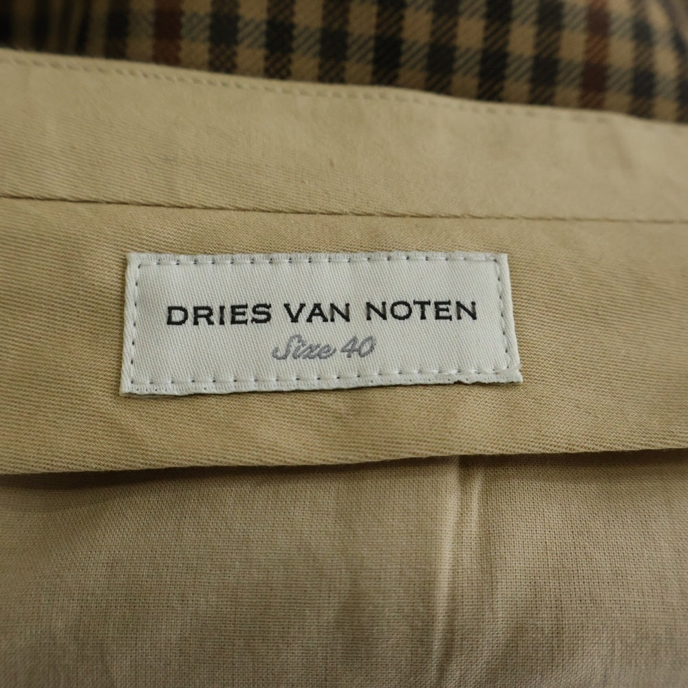 DRIES VAN NOTEN(ドリスヴァンノッテン) 24AW Wide Slacks ワイド スラックス パンツ ウール チェック ブラウン レディース