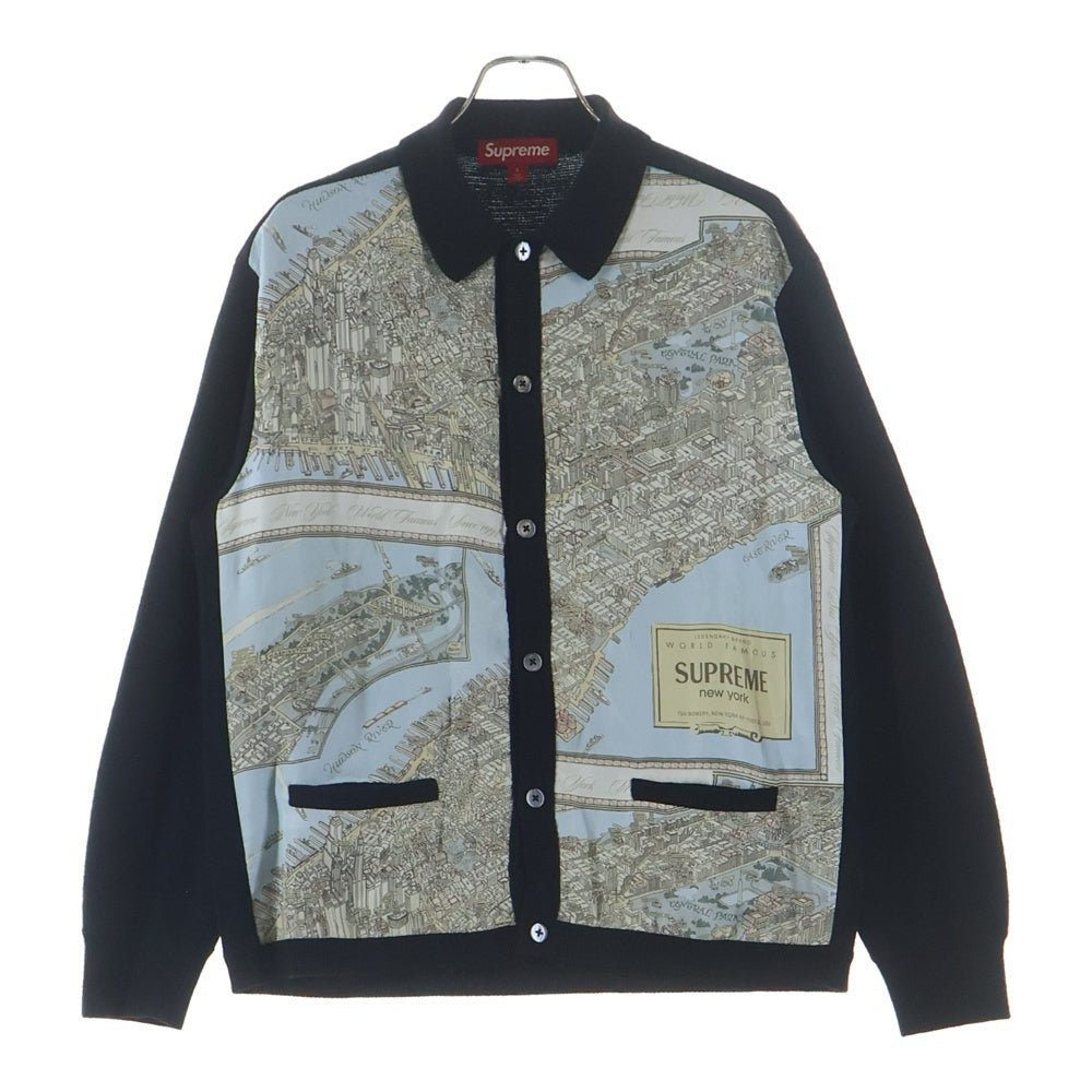 SUPREME(シュプリーム) 23AW SILK MAP CARDIGAN シルク マップ カーディガン 長袖 ブラック/ブルー