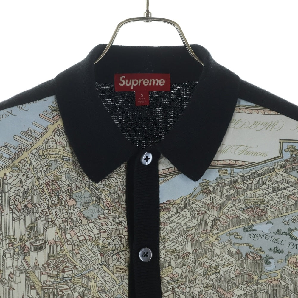 SUPREME(シュプリーム) 23AW SILK MAP CARDIGAN シルク マップ カーディガン 長袖 ブラック/ブルー