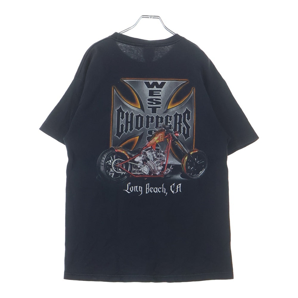 VINTAGE(ヴィンテージ) 90s West Coast Choppers Long Baech CA S/S Tee ウエストコーストチョッパーズ アイアンクロス 長袖Tシャツ カットソー ブラック