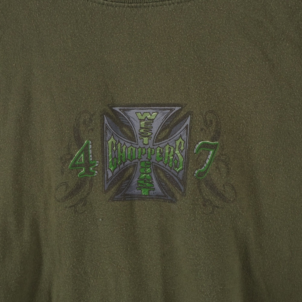 VINTAGE(ヴィンテージ) 90-00s West Coast Choppers Layered L/S Tee ウエストコーストチョッパーズ レイヤード 長袖Tシャツ カットソー ロンT オリーブ×グレー