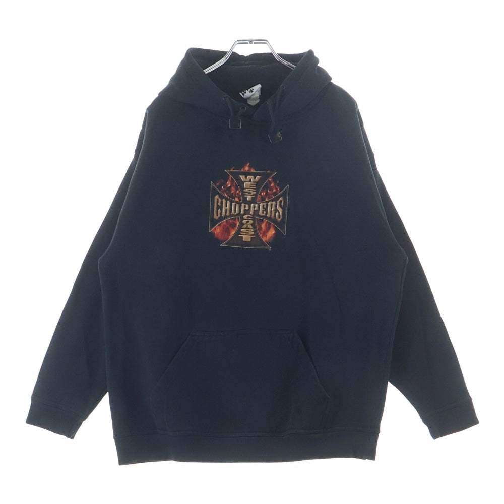 VINTAGE(ヴィンテージ) 90s West Coast Choppers Red Flame Iron Cross Sleeve Logo Hoodie ウエストコーストチョッパーズ レッドフレイム アイアンクロス 袖プリント パーカー