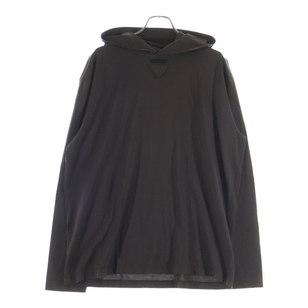 PRADA(プラダ) Long-sleeved cotton hoodie T-shirt UJL46C フード 長袖パーカー ブラウン
