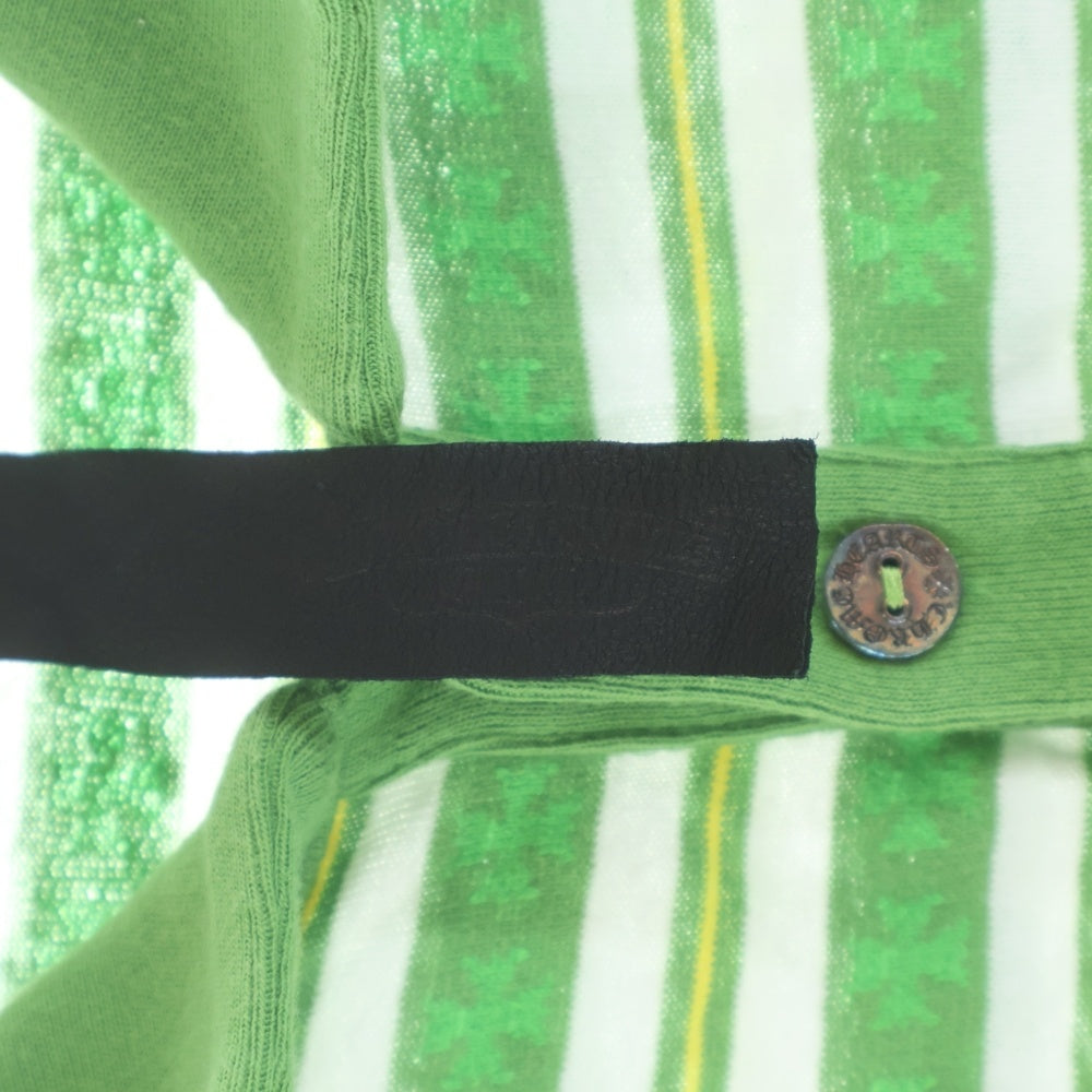 CHROME HEARTS(クロムハーツ) RUGBY POLO LONG SLEEVES ラグビーポロスリーブ 長袖ポロシャツ カットソー コットン ストライプ グリーン/ホワイト