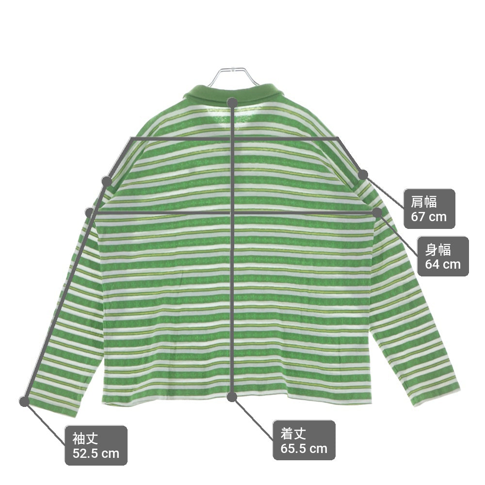 CHROME HEARTS(クロムハーツ) RUGBY POLO LONG SLEEVES ラグビーポロスリーブ 長袖ポロシャツ カットソー コットン ストライプ グリーン/ホワイト