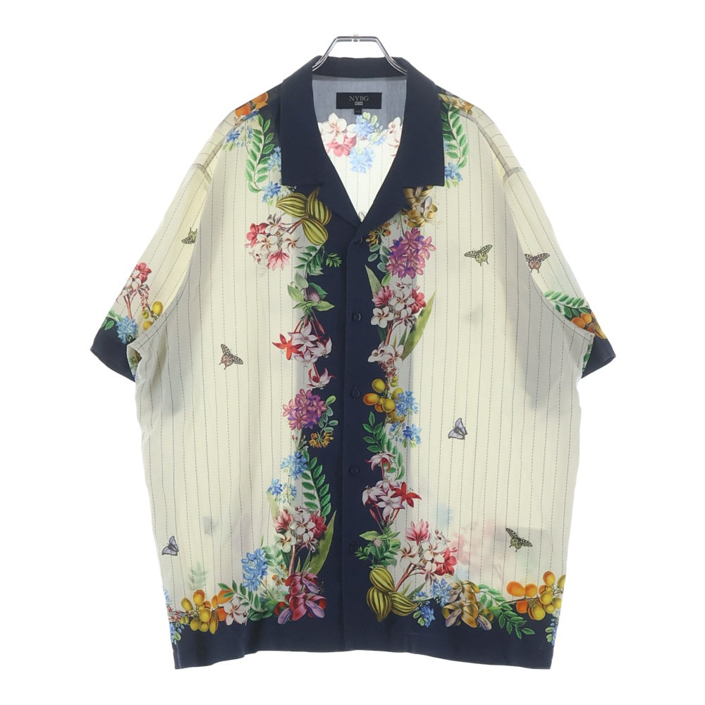KITH(キス) ×NYBG Pinstripe Floral Thompson Shirt ニューヨークボタニカルガーデン フローラル トンプソンシャツ 半袖シャツ ホワイト 24-051-060-0008-1-0