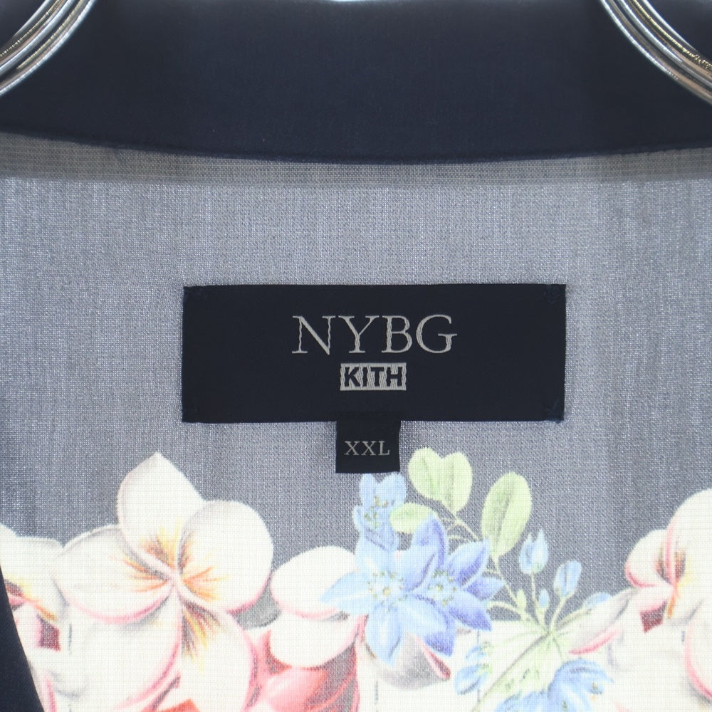 KITH(キス) ×NYBG Pinstripe Floral Thompson Shirt ニューヨークボタニカルガーデン フローラル トンプソンシャツ 半袖シャツ ホワイト 24-051-060-0008-1-0