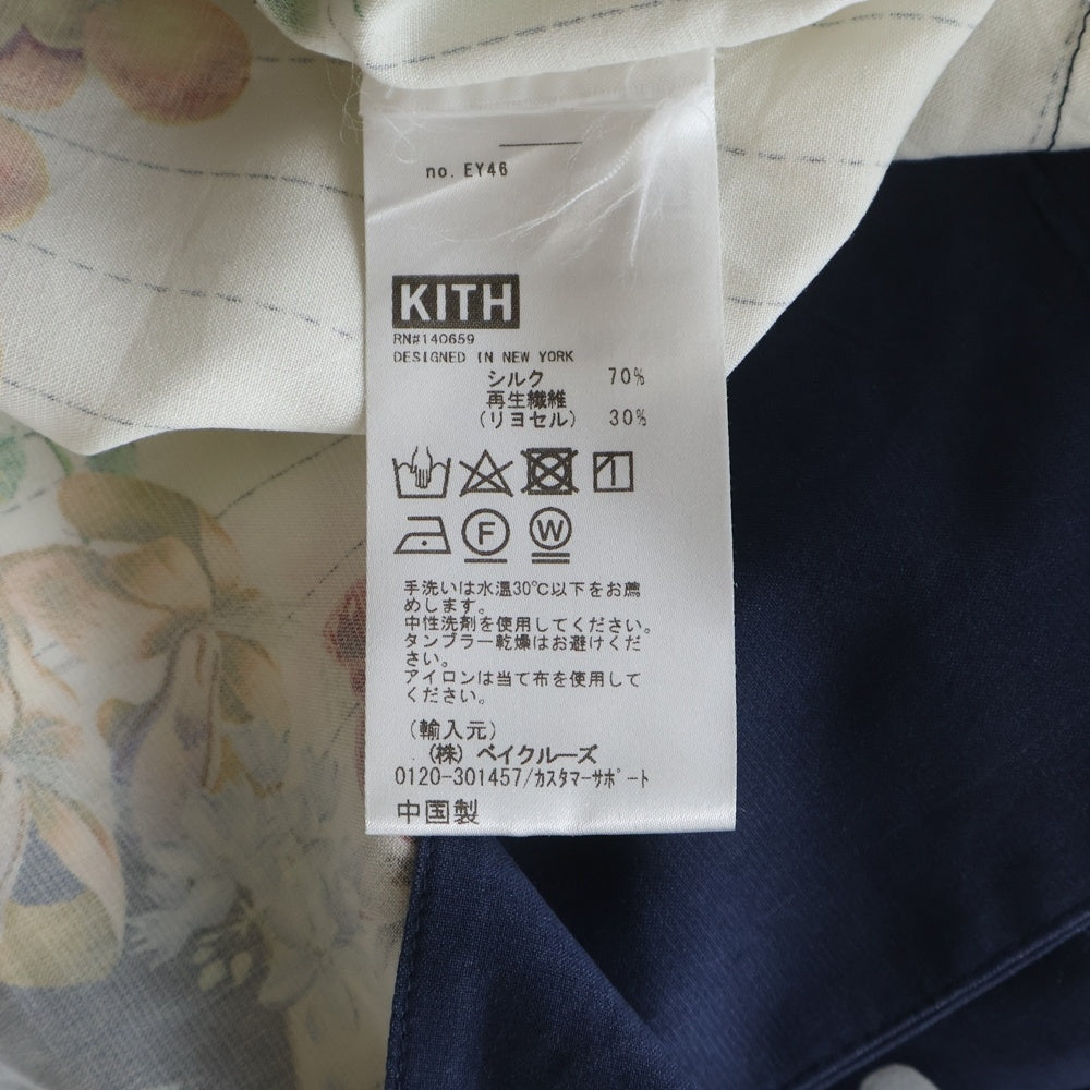 KITH(キス) ×NYBG Pinstripe Floral Thompson Shirt ニューヨークボタニカルガーデン フローラル トンプソンシャツ 半袖シャツ ホワイト 24-051-060-0008-1-0
