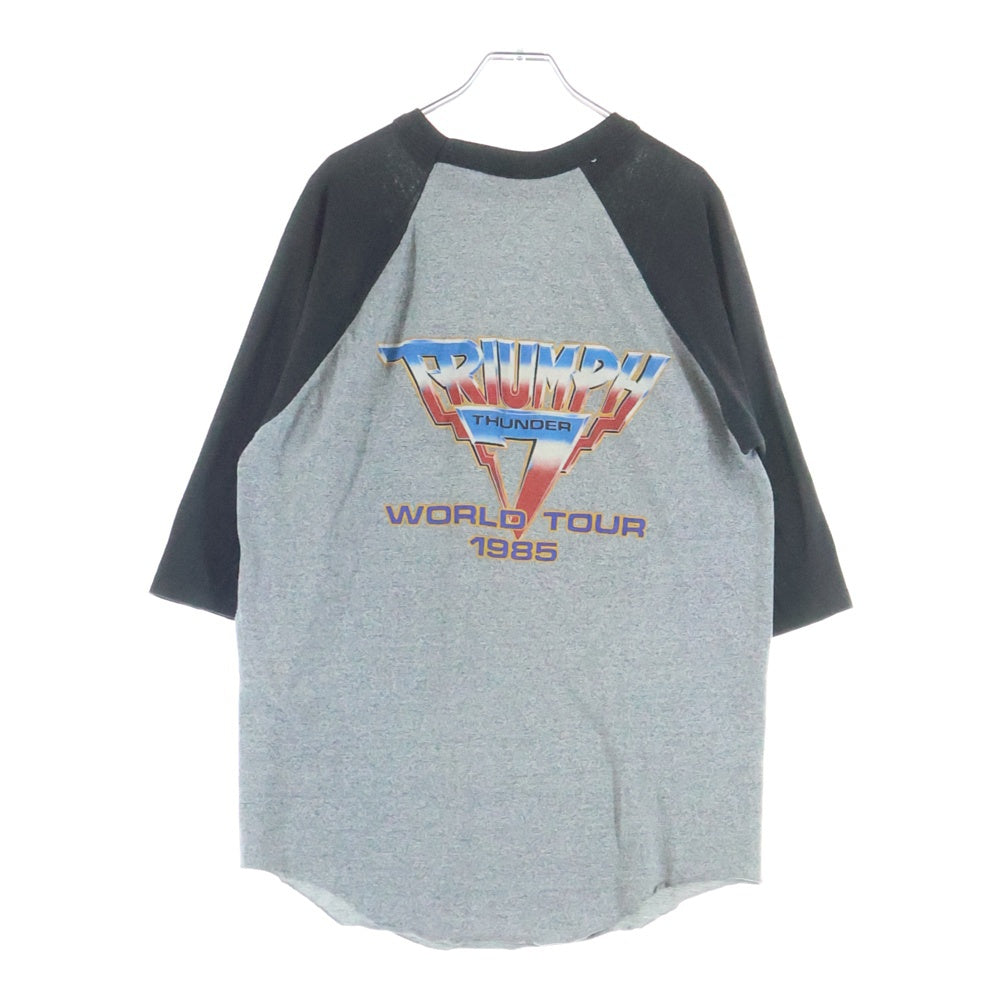 VINTAGE(ヴィンテージ) 80s TRIUMPH WORLD TOUR 1985 トライアンフ バンド 七分袖 ラグラン カットソー グレー