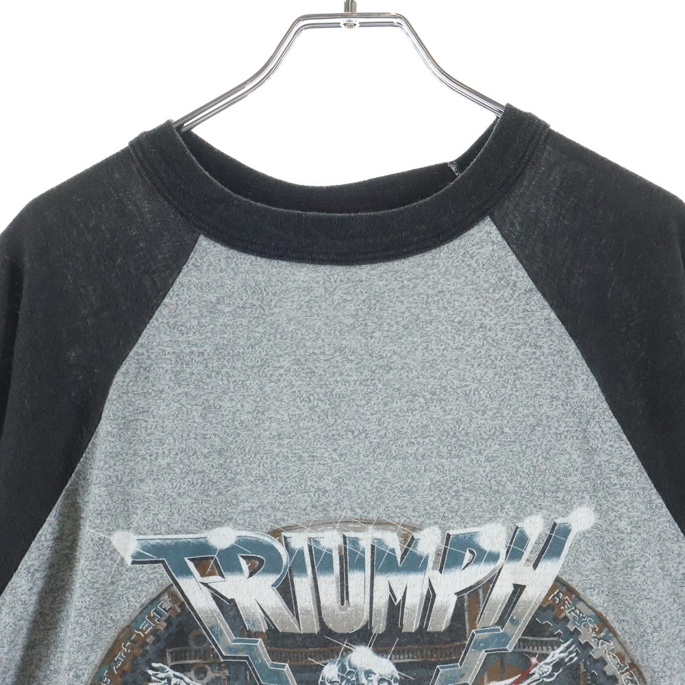 VINTAGE(ヴィンテージ) 80s TRIUMPH WORLD TOUR 1985 トライアンフ バンド 七分袖 ラグラン カットソー グレー