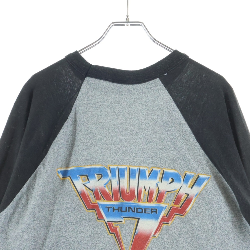 VINTAGE(ヴィンテージ) 80s TRIUMPH WORLD TOUR 1985 トライアンフ バンド 七分袖 ラグラン カットソー グレー