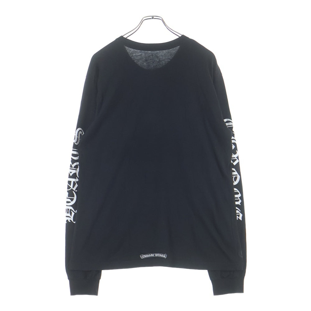 CHROME HEARTS(クロムハーツ) Neck Logo LS TEE ネックロゴプリント アームロゴ クルーネックロングスリーブTシャツカットソー ロンT ブラック