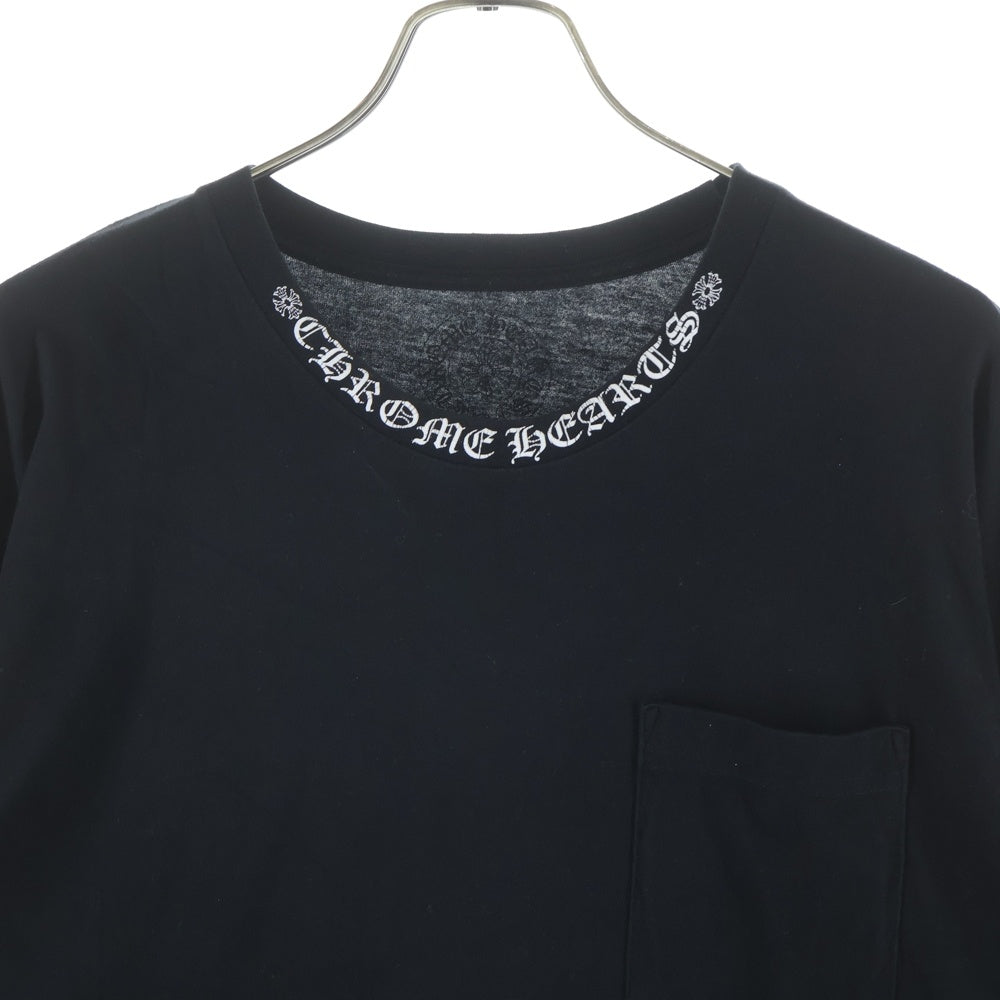 CHROME HEARTS(クロムハーツ) Neck Logo LS TEE ネックロゴプリント アームロゴ クルーネックロングスリーブTシャツカットソー ロンT ブラック