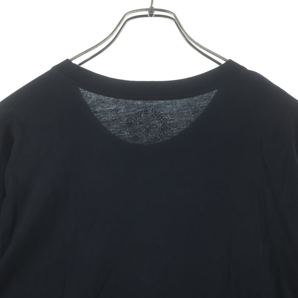CHROME HEARTS(クロムハーツ) Neck Logo LS TEE ネックロゴプリント アームロゴ クルーネックロングスリーブTシャツカットソー ロンT ブラック