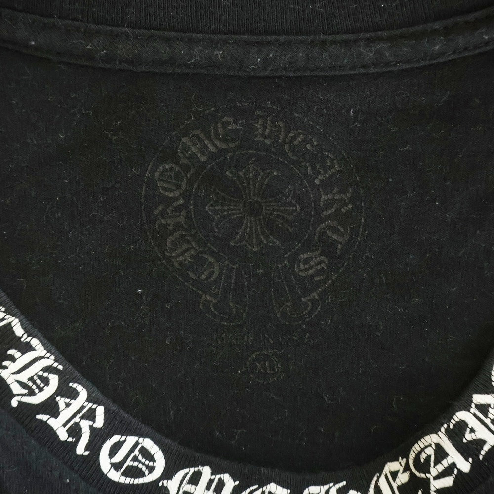 CHROME HEARTS(クロムハーツ) Neck Logo LS TEE ネックロゴプリント アームロゴ クルーネックロングスリーブTシャツカットソー ロンT ブラック