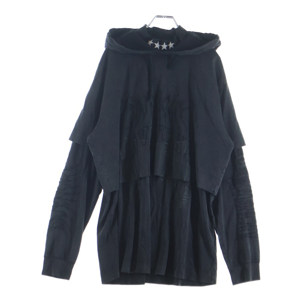 GIVENCHY(ジバンシィ) 22AW OVERLAPPED OVERSIZED FIT LAYERED HOODIE BMJ0J83Y8U オーバーラップ 刺繍 レイヤードフーディ パーカー ダークグレー